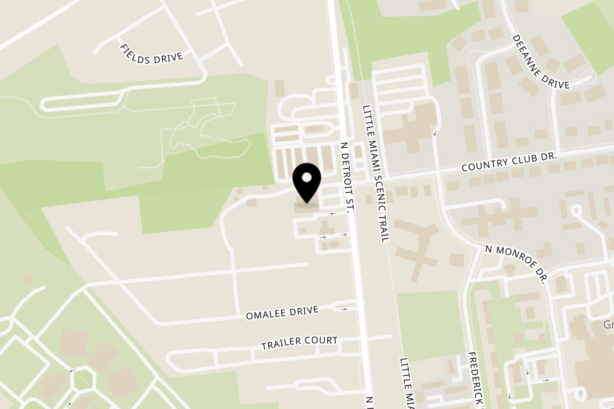 Map showing the location of Grocerylan on 1308 N Detroit St in Xenia